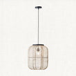 Ren Dark Plywood Oval Pendant in Matt Black