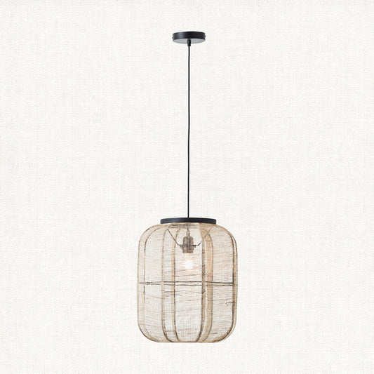 Ren Dark Plywood Oval Pendant in Matt Black