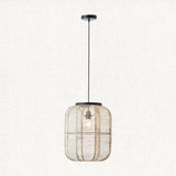 Ren Dark Plywood Oval Pendant in Matt Black
