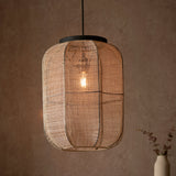 Ren Dark Plywood Oval Pendant in Matt Black