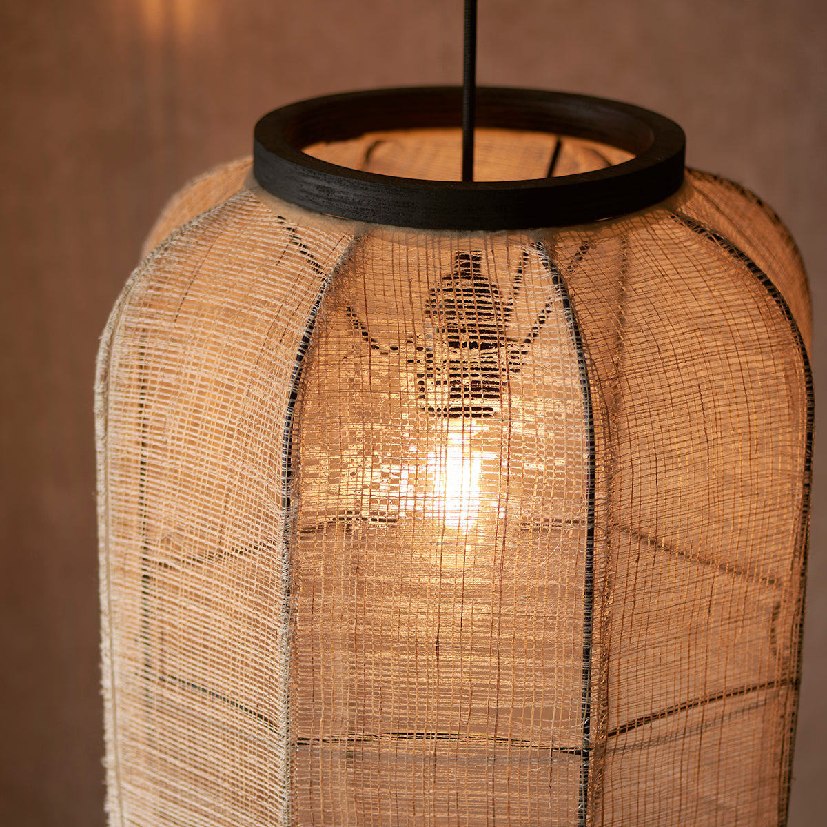 Ren Dark Plywood Oval Pendant in Matt Black