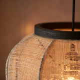 Ren Dark Plywood Oval Pendant in Matt Black