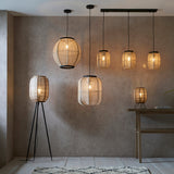 Ren Dark Plywood Oval Pendant in Matt Black