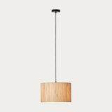 Luna Natural Seagrass Pendant Light in Matt Black
