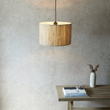 Luna Natural Seagrass Pendant Light in Matt Black