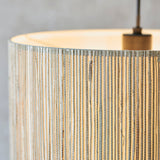 Luna Natural Seagrass Pendant Light in Matt Black