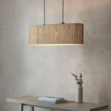 Luna Natural Seagrass Two Light Pendant Light in Matt Black