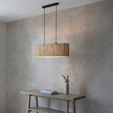 Luna Natural Seagrass Two Light Pendant Light in Matt Black
