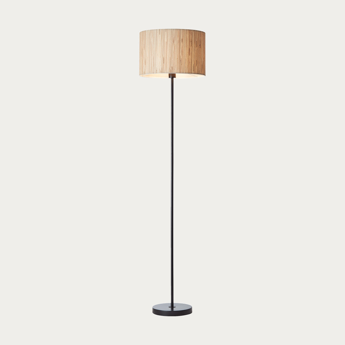 Luna Natural Seagrass Floor Lamp in Matt Black