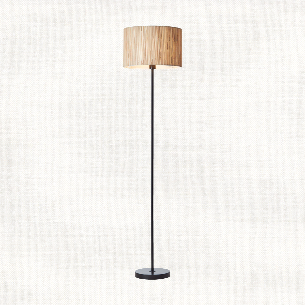 Luna Natural Seagrass Floor Lamp in Matt Black