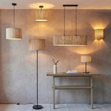 Luna Natural Seagrass Floor Lamp in Matt Black