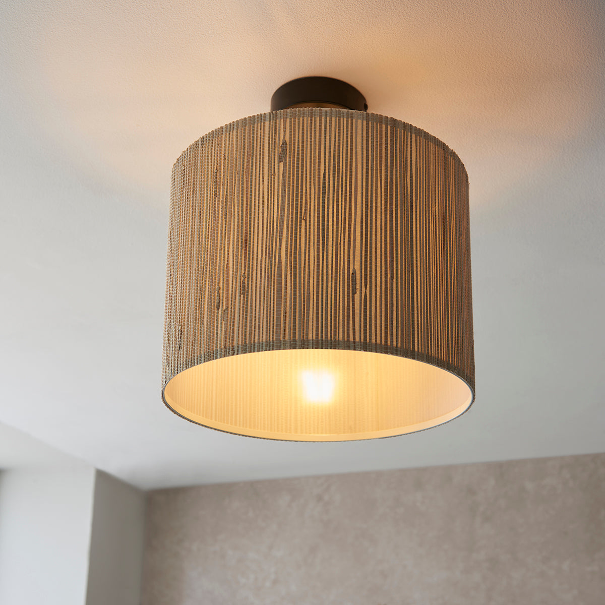 Luna Natural Seagrass Semi Flush Light