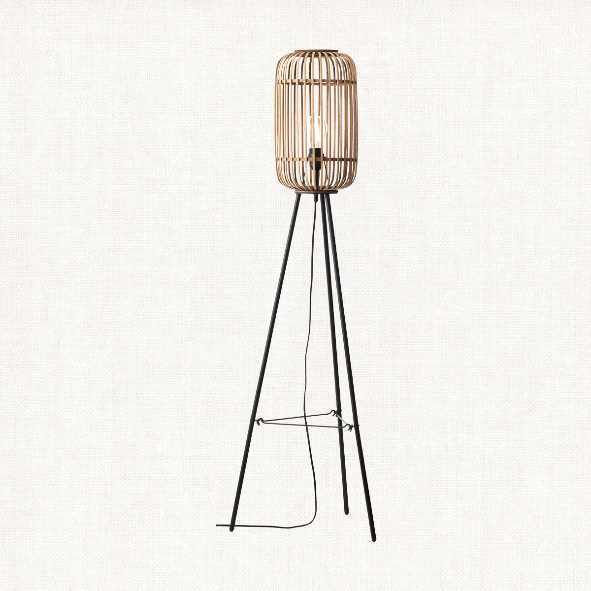 Meera Bamboo Floor Lamp in Matt Black