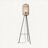 Meera Bamboo Floor Lamp in Matt Black