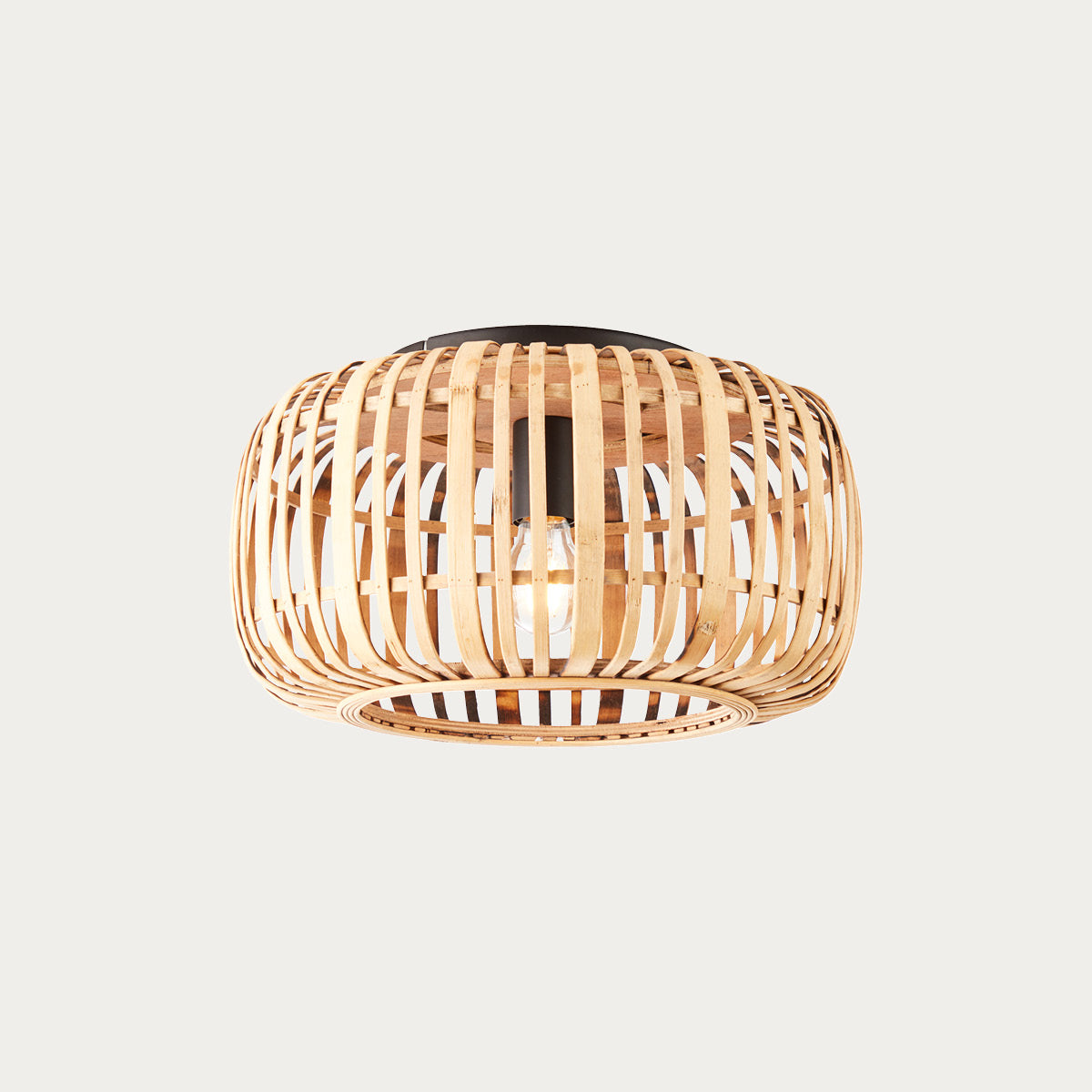 Meera Bamboo Flush Light in Matt Black