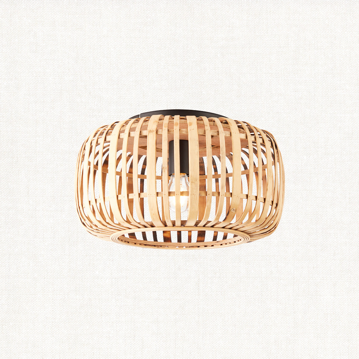 Meera Bamboo Flush Light in Matt Black