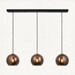 Ezra Copper Mirrored Glass Three Light Pendant in Matt Black