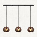 Ezra Copper Mirrored Glass Three Light Pendant in Matt Black