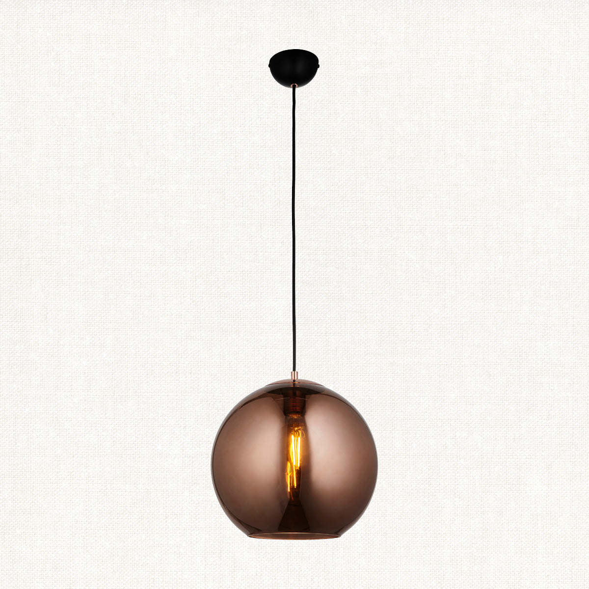 Ezra Copper Mirrored Glass Pendant in Matt Black