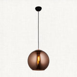 Ezra Copper Mirrored Glass Pendant in Matt Black