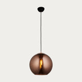 Ezra Copper Mirrored Glass Pendant in Matt Black