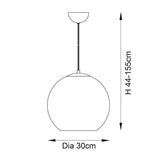 Ezra Copper Mirrored Glass Pendant in Matt Black