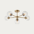 Madeline Spiral Glass Six Light Semi Flush Light in Antique Brass