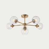 Madeline Spiral Glass Six Light Semi Flush Light in Antique Brass