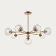 Madeline Spiral Glass Eight Light Pendant in Antique Brass