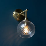Madeline Spiral Glass Wall Light in Antique Brass