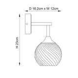 Madeline Spiral Glass Wall Light in Antique Brass