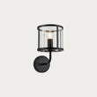 Hans Clear Glass Wall Light in Matt Black