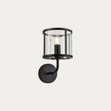 Hans Clear Glass Wall Light in Matt Black