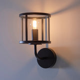 Hans Clear Glass Wall Light in Matt Black