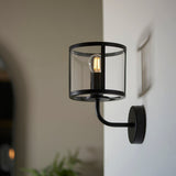 Hans Clear Glass Wall Light in Matt Black