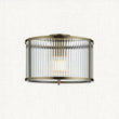 Somerset Ribbed Glass Flush Light in Antique Brass