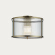 Somerset Ribbed Glass Flush Light in Antique Brass