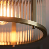 Somerset Ribbed Glass Flush Light in Antique Brass