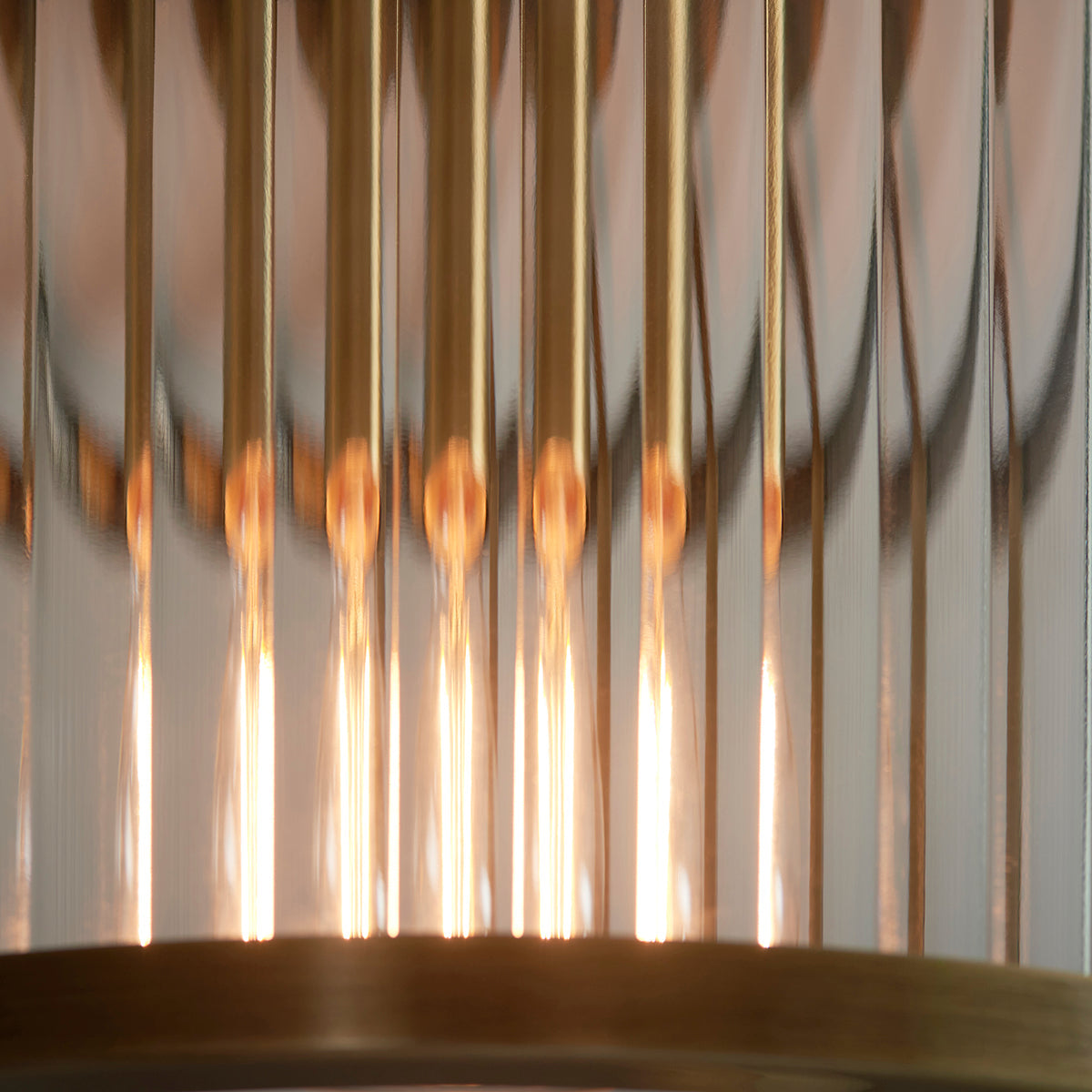 Somerset Ribbed Glass Flush Light in Antique Brass