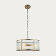 Somerset Ribbed Glass Three Light Pendant in Antique Brass