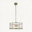 Somerset Ribbed Glass Three Light Pendant in Antique Brass