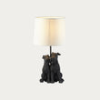 Westies Table Lamp in Matt Black with Natural Linen Shade