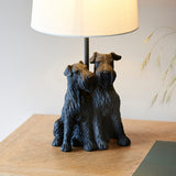 Westies Table Lamp in Matt Black with Natural Linen Shade