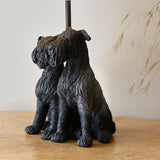 Westies Table Lamp in Matt Black with Natural Linen Shade
