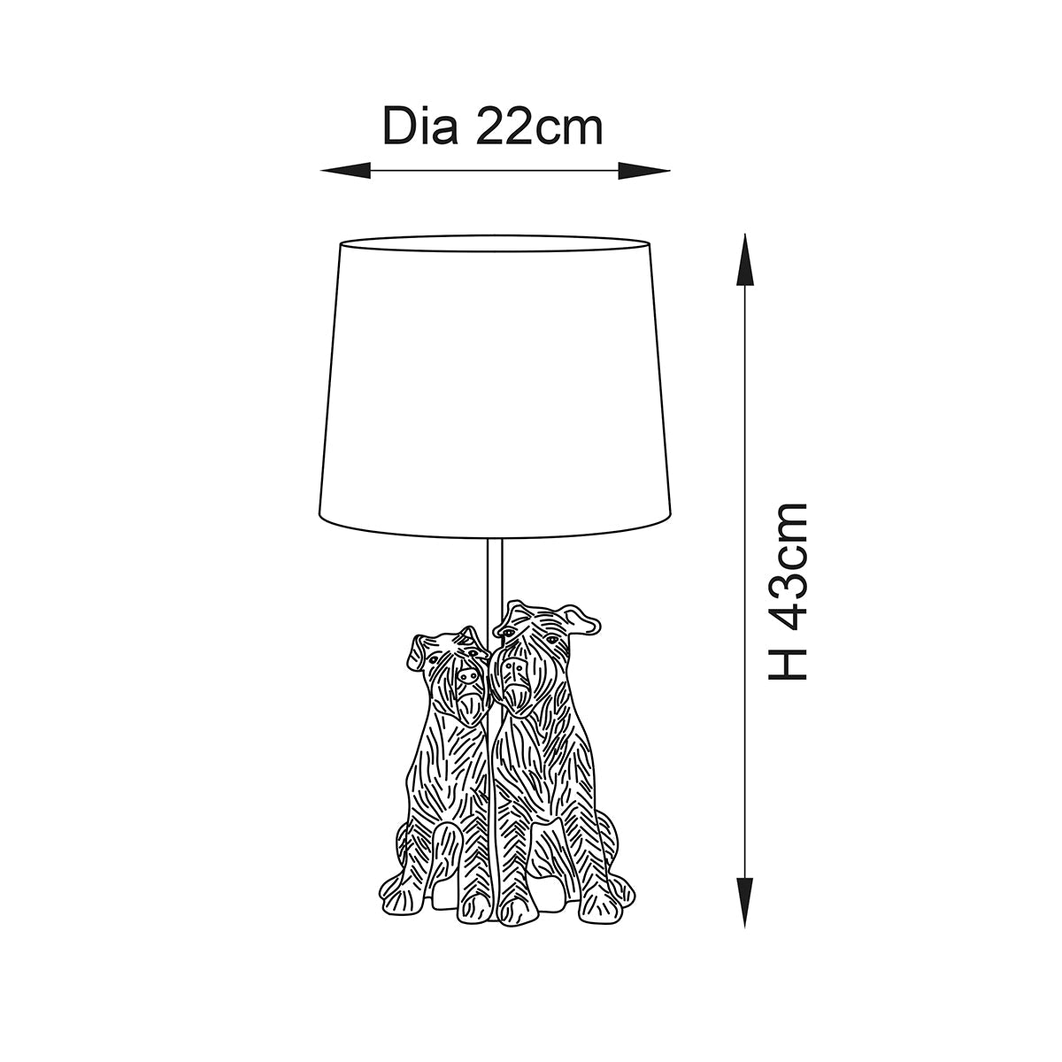 Westies Table Lamp in Matt Black with Natural Linen Shade