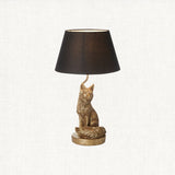 Frank the Fox Table Lamp in Vintage Gold with Black Fabric Shade