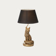 Frank the Fox Table Lamp in Vintage Gold with Black Fabric Shade
