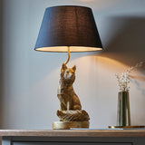 Frank the Fox Table Lamp in Vintage Gold with Black Fabric Shade