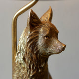 Frank the Fox Table Lamp in Vintage Gold with Black Fabric Shade