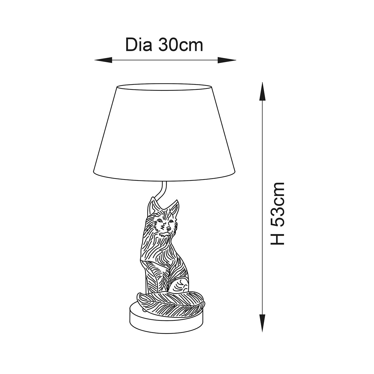 Frank the Fox Table Lamp in Vintage Gold with Black Fabric Shade